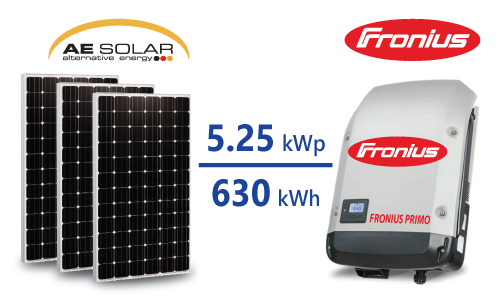 Hệ thống điện mặt trời hòa lưới 5,25kW 01 pha, giá tốt tháng 9/2018